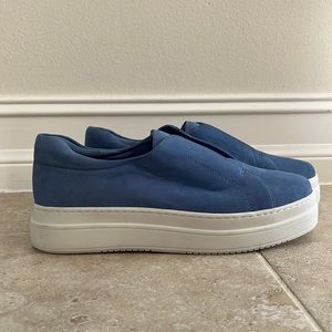 J/Slides Blue Suede Like New Platform Slip-Ons